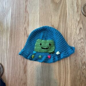 Crochet Hat with Green Smiley